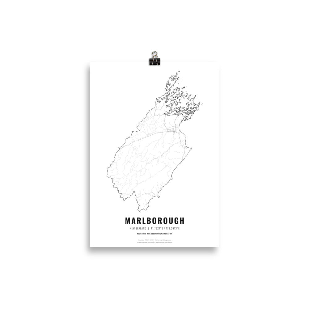 The Marlborough Wine Map Poster - 21x30 cm - Cocktailored