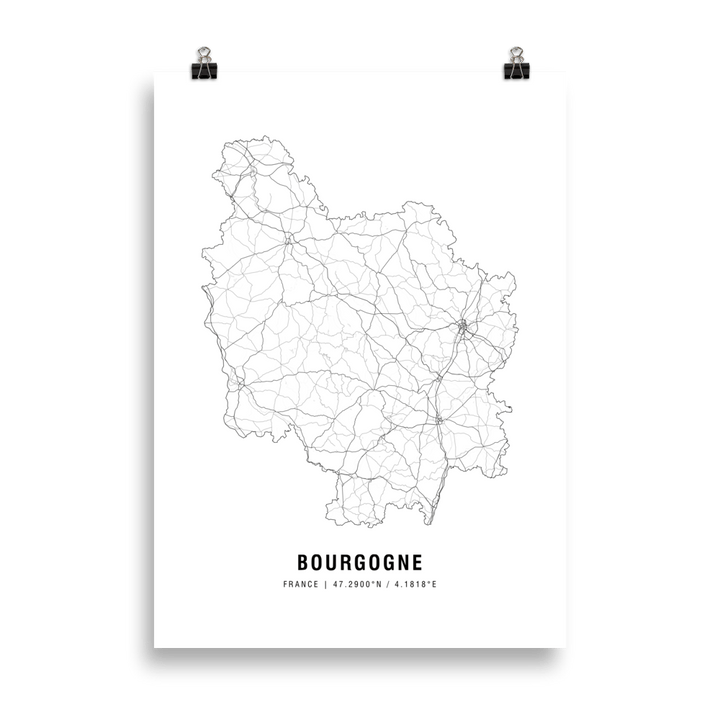 The Bourgogne Wine Map Poster - 50x70 cm - Cocktailored
