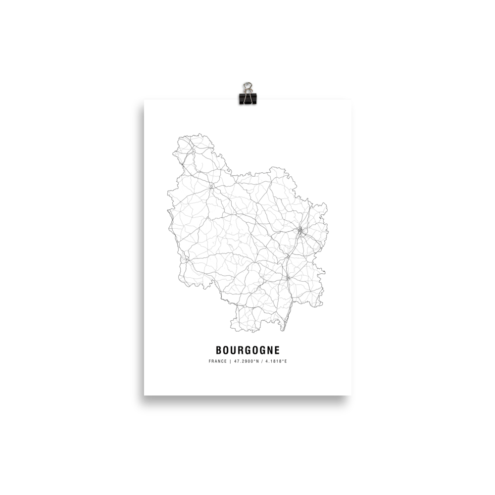 The Bourgogne Wine Map Poster - 21x30 cm - Cocktailored