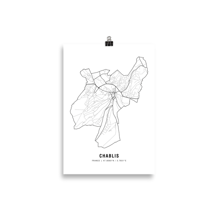 The Chablis Wine Map Poster - 21x30 cm - Cocktailored
