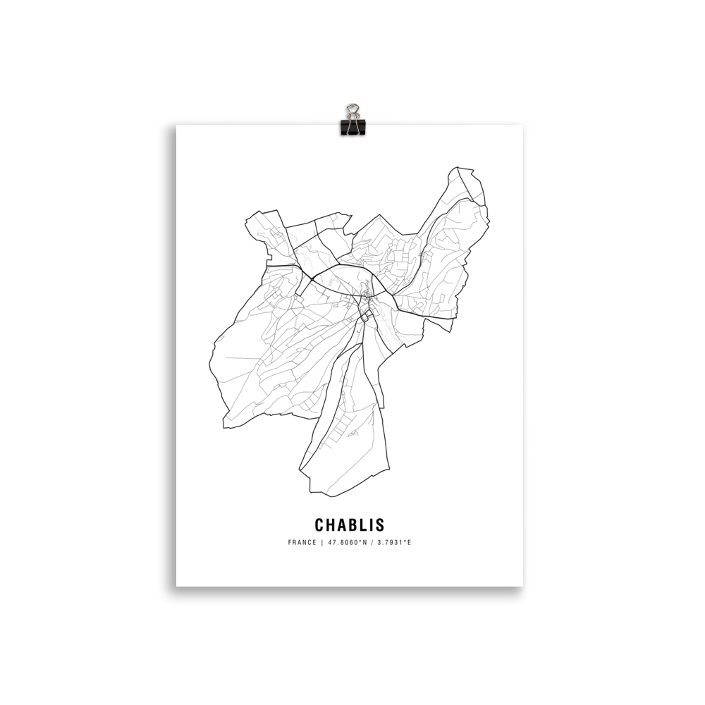 The Chablis Wine Map Poster - 30x40 cm - Cocktailored