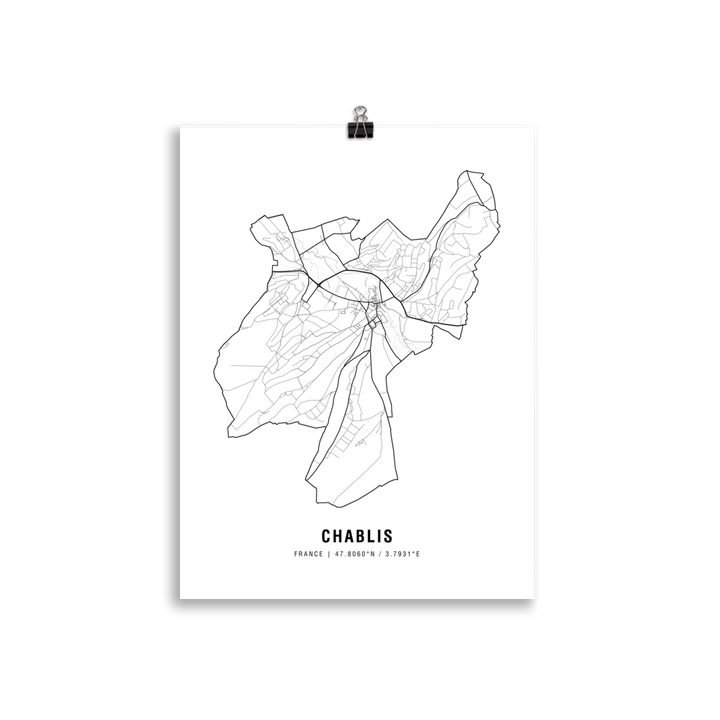 The Chablis Wine Map Poster - 30x40 cm - Cocktailored