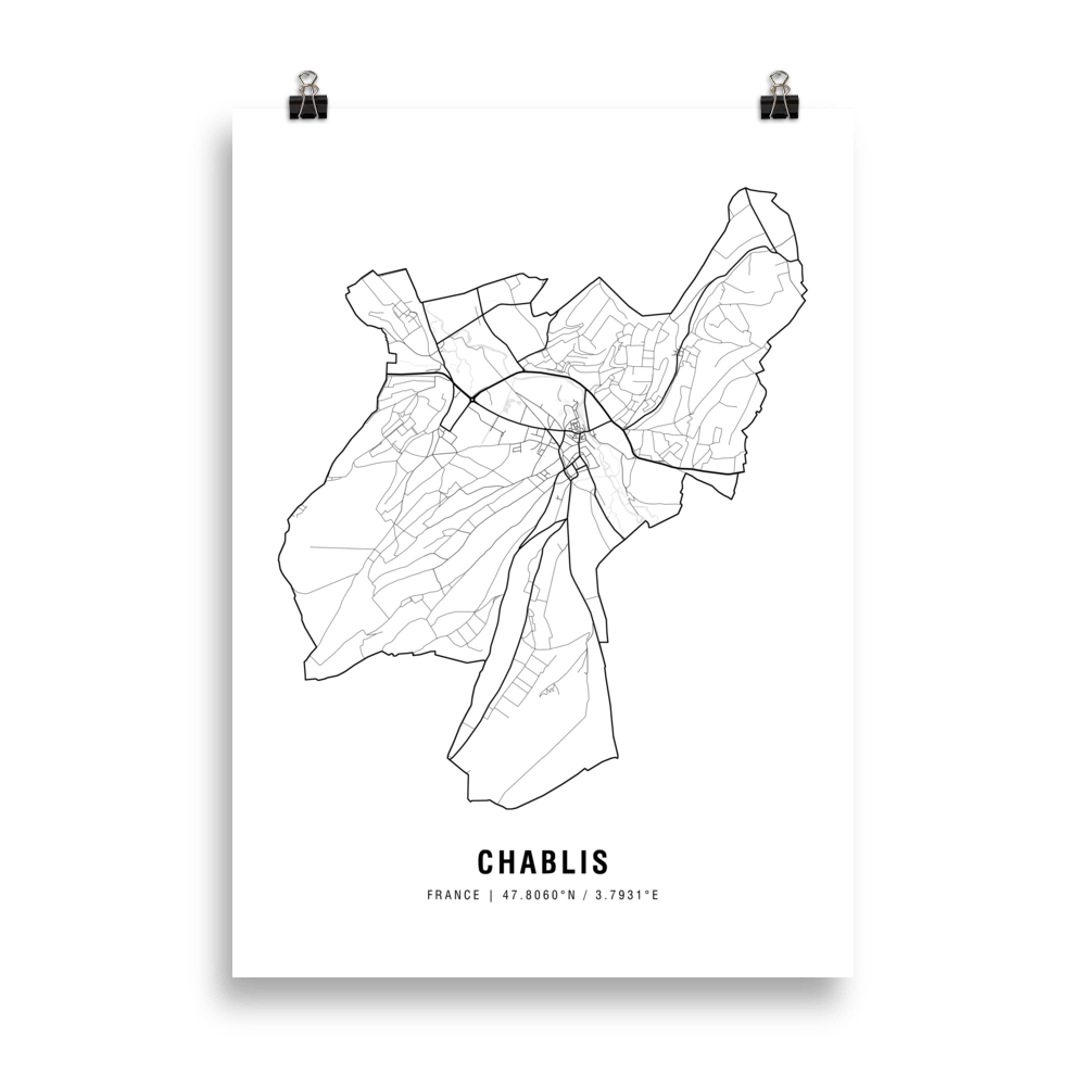 The Chablis Wine Map Poster - 50x70 cm - Cocktailored