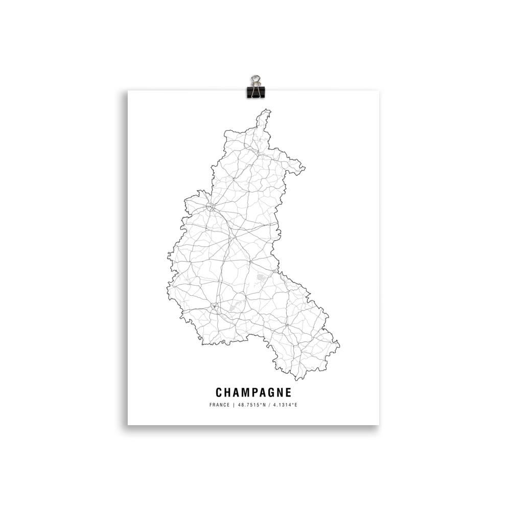 The Champagne Wine Map Poster - 30x40 cm - Cocktailored
