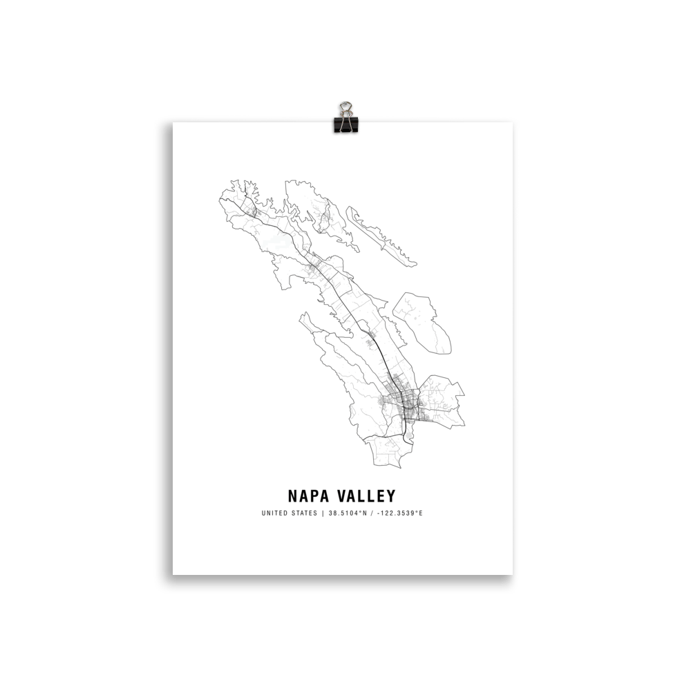 The Napa Valley Wine Map Poster - 30x40 cm - Cocktailored