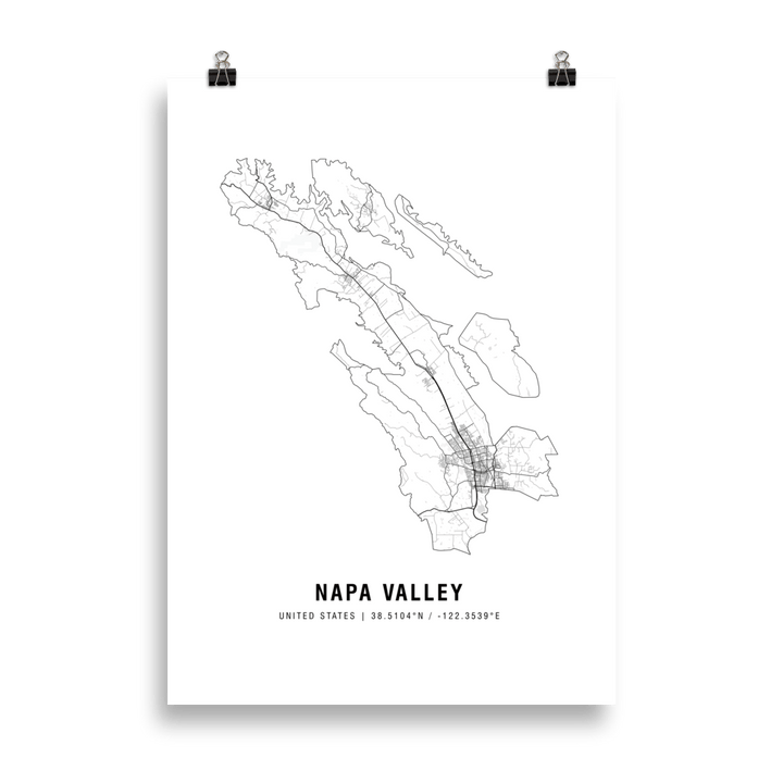 The Napa Valley Wine Map Poster - 50x70 cm - Cocktailored