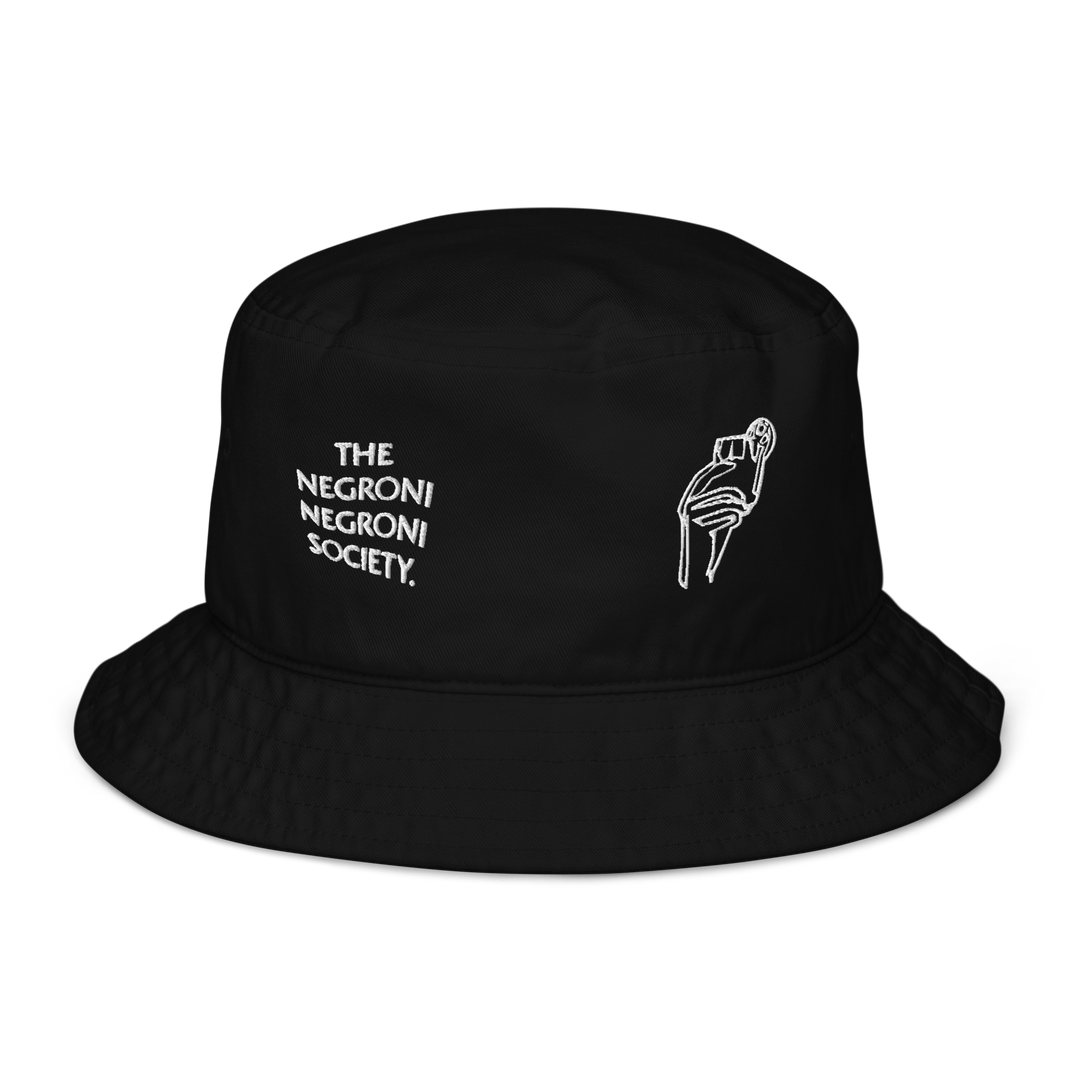The Negroni Society Organic bucket hat "LOGO & DRINK" - Black - Cocktailored