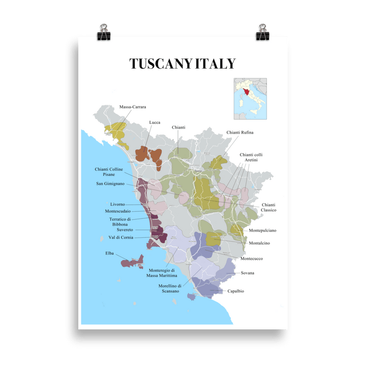 Tuscany Wine Map Poster - 50×70 cm - Cocktailored